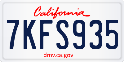 CA license plate 7KFS935