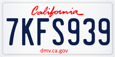 CA license plate 7KFS939