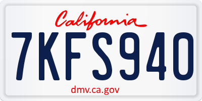CA license plate 7KFS940