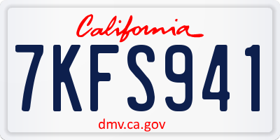 CA license plate 7KFS941