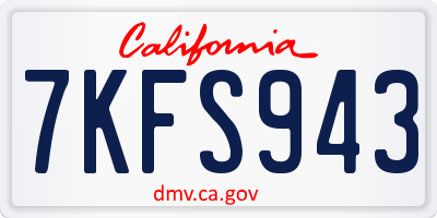 CA license plate 7KFS943