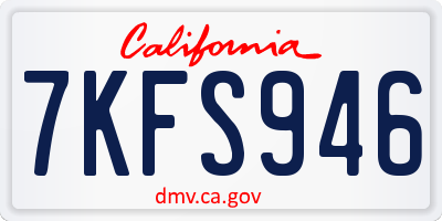 CA license plate 7KFS946