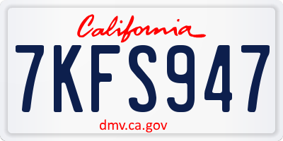 CA license plate 7KFS947