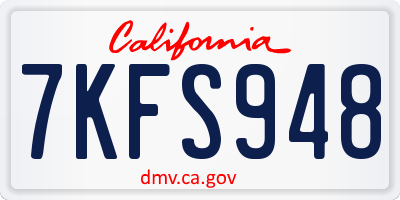 CA license plate 7KFS948
