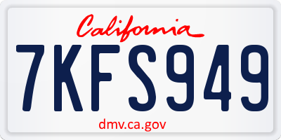 CA license plate 7KFS949