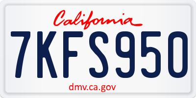 CA license plate 7KFS950