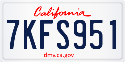 CA license plate 7KFS951