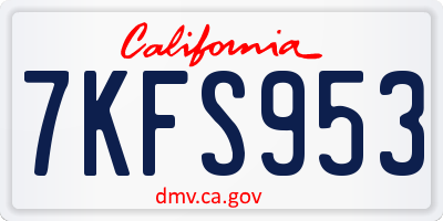 CA license plate 7KFS953