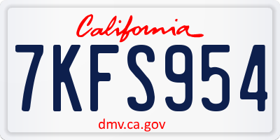 CA license plate 7KFS954