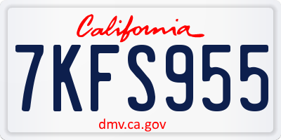 CA license plate 7KFS955