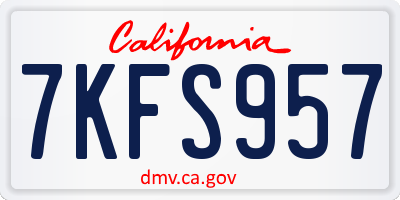 CA license plate 7KFS957