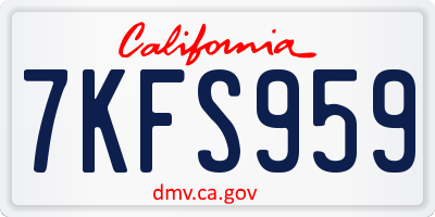 CA license plate 7KFS959