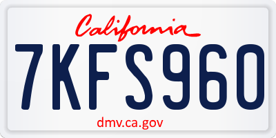 CA license plate 7KFS960