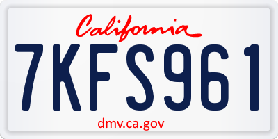 CA license plate 7KFS961