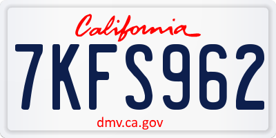 CA license plate 7KFS962