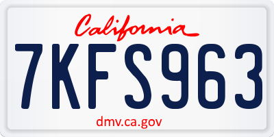 CA license plate 7KFS963