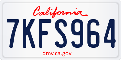 CA license plate 7KFS964