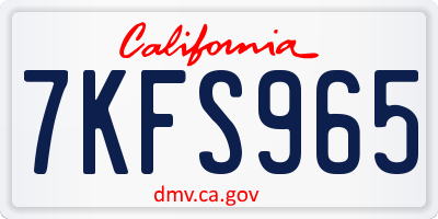 CA license plate 7KFS965
