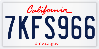CA license plate 7KFS966