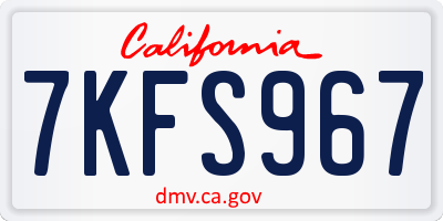 CA license plate 7KFS967