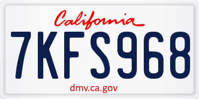 CA license plate 7KFS968