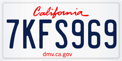 CA license plate 7KFS969