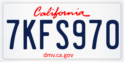 CA license plate 7KFS970