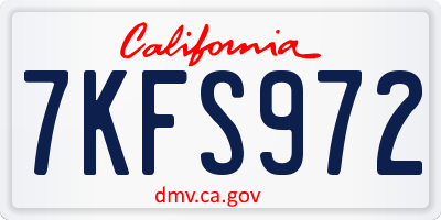 CA license plate 7KFS972