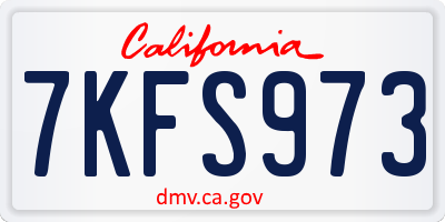 CA license plate 7KFS973
