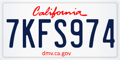 CA license plate 7KFS974