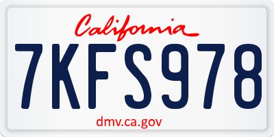 CA license plate 7KFS978