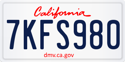 CA license plate 7KFS980