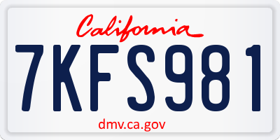 CA license plate 7KFS981