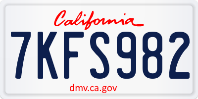 CA license plate 7KFS982