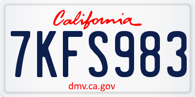 CA license plate 7KFS983