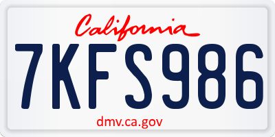 CA license plate 7KFS986