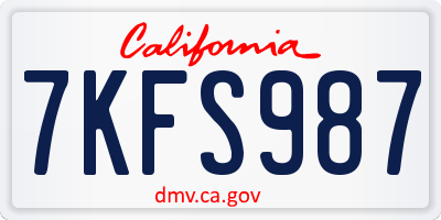CA license plate 7KFS987