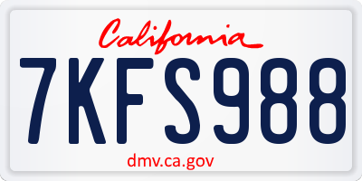 CA license plate 7KFS988