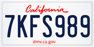 CA license plate 7KFS989