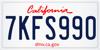 CA license plate 7KFS990