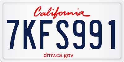 CA license plate 7KFS991