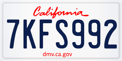 CA license plate 7KFS992
