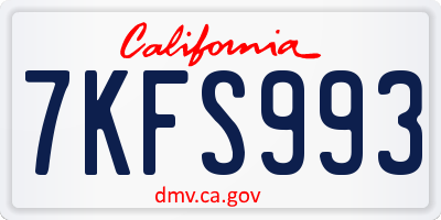 CA license plate 7KFS993