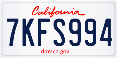CA license plate 7KFS994