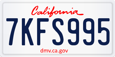 CA license plate 7KFS995