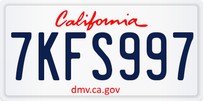CA license plate 7KFS997