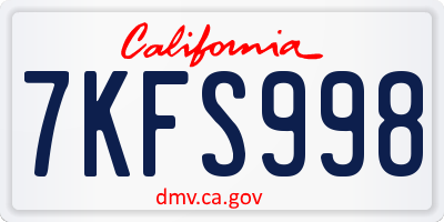 CA license plate 7KFS998