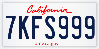 CA license plate 7KFS999