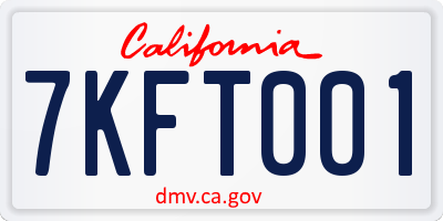 CA license plate 7KFT001