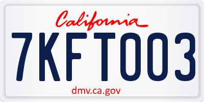 CA license plate 7KFT003